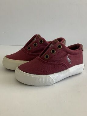 Polo by Ralph Lauren toddler/ kids Burgundy Canvas Slip-On Sneakers size 5